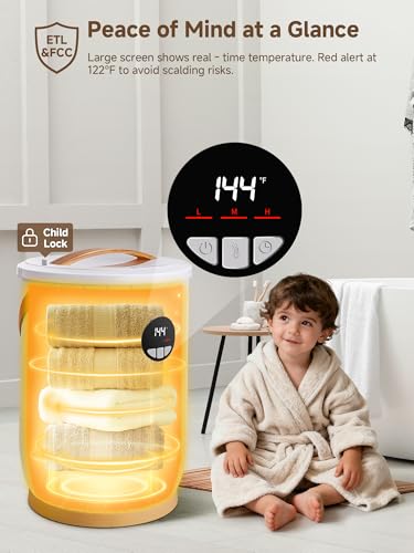 AAOBOSI Large Towel Warmers for Bathroom with Digital Display,20L 4 Timer& Auto Shut Off，Fast Warming, Blankets & Robes, Portable Electric Warmer for Bathroom,SPA，PJ's and More