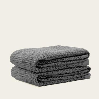 Sedona Waffle Bath Sheets, 410 GSM 100% Cotton, Set of 2, Oversized Towels, Ultra Soft & Absorbent, Lightweight Spa Towels (Charcoal) - color: Charcoal, style: Bath Sheet (set of 2)
