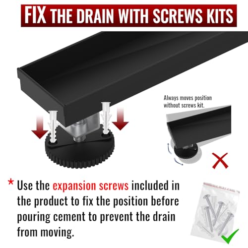Linear Shower Drain, 28 inch Matte Black | Including Hair Catcher and Removable Grate, 304 Stainless Steel, Easy to Install and Clean (Drain Base Not Included) - color: Matte Black, size: 28 inch