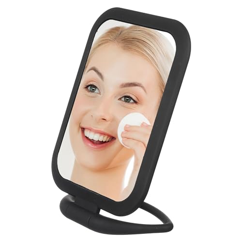 Premium Soft Touch Black Rectangle Makeup Mirror - 1x/2x Magnification | Rotating Handheld Tabletop & Travel Vanity Mirror. Small Magnifying Desk Mirror for Women - Compact - color: Black, size: 10"L x 5.8"W