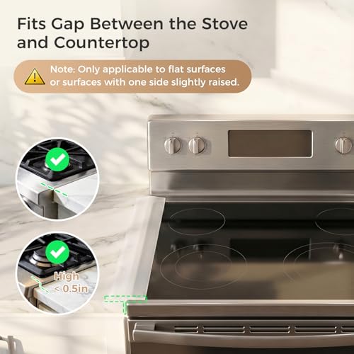 Silicone Stove Gap Covers with Stainless Steel, Oven Gap Filler Seals Gaps Between Stovetop and Counter, Stove Gap Guards Range Trim Kit, Easy to Clean Stove Gap Guard (Clear 2 Pack,21") - color: Clear, size: 21 inches