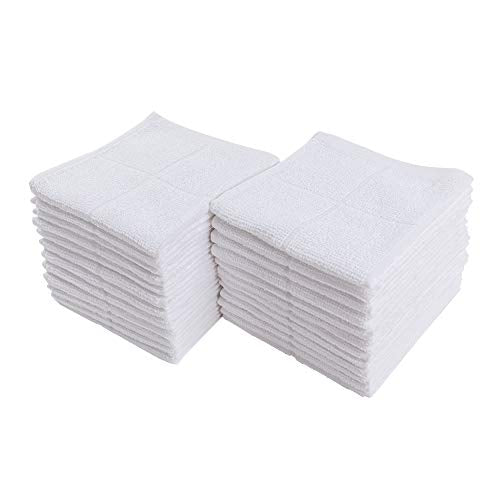 Glynniss Dishcloths Kitchen Highly Absorbent Dish Rags 100% Cotton Dish Cloths for Washing Dishes, Cleaning (11 x 11 Inches, 24 pcs, White) - color: White
