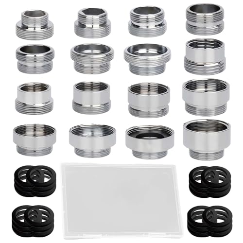 16 PCS Faucet Adapter, FRIVASTIC Sink Adapter for Faucet, Kitchen Sink Aerator Male to Female Water Hose, Attachment for Aerator, to Water Filter, Standard Hose Via Diverter - color: 16 Aerator