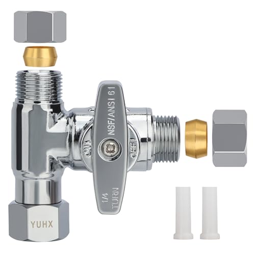 Brass Angle Stop Add-A-Tee Valve,3/8 x 3/8" x 3/8 Compression Water Splitter | T Adapter Connector for Sink Faucets, Glass Rinsers, Dishwashers, Washing Machines and 3/8" Water Supply Line - size: 3/8x3/8x 3/8 Compression Tee Valve