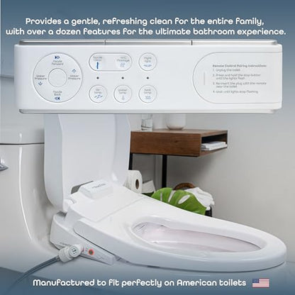 BidetMate 3500 Series Smart Bidet Toilet Seat, Auto Open Lid, Remote | Auto open/close lid, heated seat, unlimited warm-water wash, dryer, self-cleaning nozzle. Remote. Fits elongated toilets.