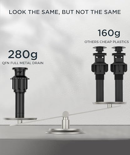QFN Waterfall Bathroom Faucet 3 Hole 8 inch Widespread Matte Black 2 Handle | Bathroom Sink Faucet Lead-Free with Pop-up Drain and Supply Lines, Fits 4-12 Inch 3 Hole Install, for Vanity Laundry Restroom - color: Matte Black, style: Waterfall