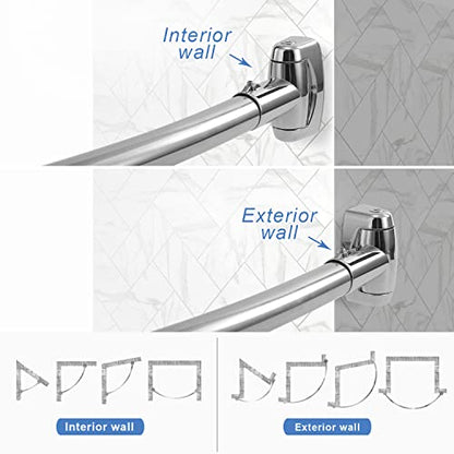 TOPROD Curved Shower Curtain Rod 48-72 Inches Adjustable Round Shower Rods | Chrome,Rounded Bowed,Stainless Steel,More Shower Space,Need to Drill,for Bathroom, Bathtub - color: Polished Chrome