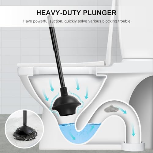 SetSail Toilet Brush and Plunger Set, Toilet Plungers for Bathroom Heavy Duty Toilet Bowl Brush & Toilet Brush Compact Size Toilet for Bathroom