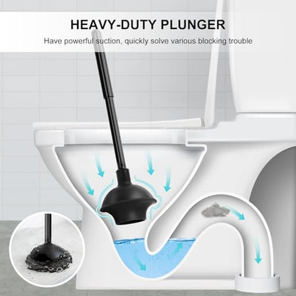 SetSail Toilet Brush and Plunger Set, Toilet Plungers for Bathroom Heavy Duty Toilet Bowl Brush & Toilet Brush Compact Size Toilet for Bathroom