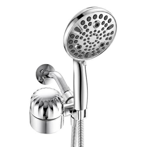 Filtered Shower Head with Handheld, 8-Stage Hard Water Filter for Dry Skin & Hair, 10-Mode High Pressure Showerhead with Power Wash & 71" Stainless Hose, Chrome