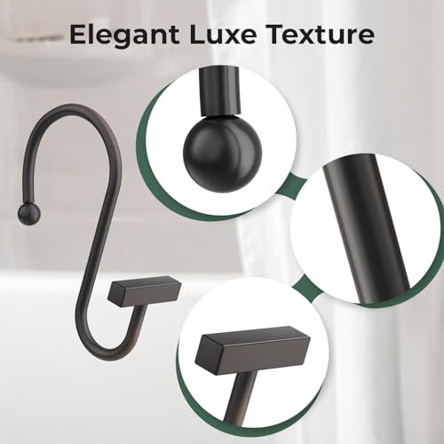 Bathway Shower Curtain Hooks, Shower Curtain Rings Rust Proof, 12PCS Shower Hooks for Shower Curtain, T-Bar Design Convenient Elegant Shower Curtain Hangers for Bathroom Kitchen Wardrobe, Bronze - color: Bronze