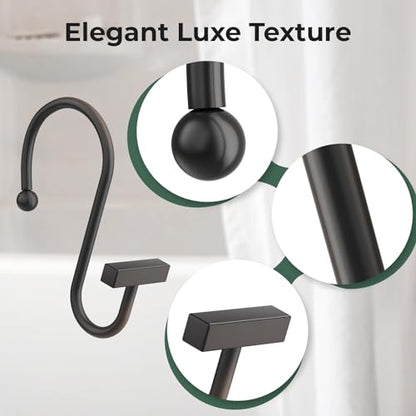 Bathway Shower Curtain Hooks, Shower Curtain Rings Rust Proof, 12PCS Shower Hooks for Shower Curtain, T-Bar Design Convenient Elegant Shower Curtain Hangers for Bathroom Kitchen Wardrobe, Bronze - color: Bronze