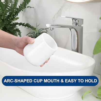 Bathroom Tumbler Cup Ceramic 2Pcs 13.5oz Reusable Toothbrush Cup 400ml,Toothbrush Holder Adequate for Your Bathroom (Shiny White) - color: Shiny White, size: 2pcs