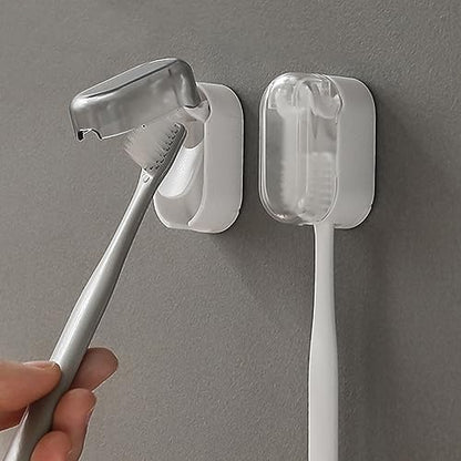 BALUCA 3 PCS Travel Toothbrush Head Covers Caps, Tooth Brush Protector Case Wall Mounted Hanging Rack Organizer for Travel, Camping, Bathroom, School, Business (Grey) - color: Grey