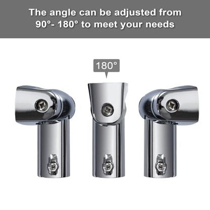 Kokone Shower Curtain Rod Bracket Set of 2 Adjustable 180° Rotation Bracket for Curved Shower Curtains Rod Sturdy Zinc Alloy Wall Mounted Shower Curtain Rod Holder for Bathroom,Wardrobe,Kitchen,Silver