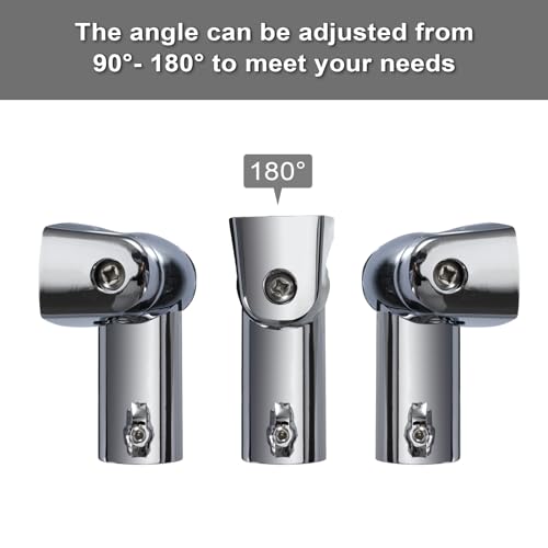 KoKone 10 Pack Shower Curtain Rod Bracket Adjustable 180° Rotation Bracket | for Curved Shower Curtain Rod Sturdy Zinc Alloy Wall Mounted Curtain Rod Holder for Bathroom, Wardrobe, Kitchen, Silver