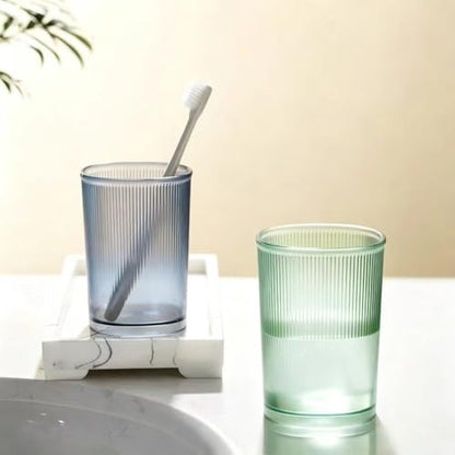 Unbreakable Cup, Bathroom Tumbler, Plastic Toothbrush Holder, Tumbler Cup, Bathroom Cups,Makeup Brush Holder,Set of 2 Reusable Drinking Glasses. (Blue & Green) - color: Blue & Green