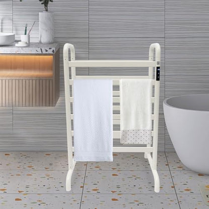 Dual-Row Freestanding Electric Towel Warmer Rack, 180W Fast Heat-Up Towel Rack with LED Display & Timer,12 Bars Towel Dryer for Bathroom, Large 23.62"x31.5" Drying Area