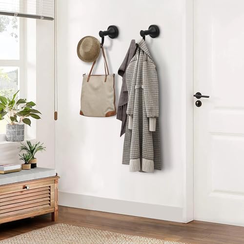 Black Bathroom Towel Hook, Matte Black Bathroom Robe Hook, Heavy Duty Double Towel Hooks Bath Modern Coat Clothes Hook Wall Mounted for Kitchen Washroom - color: Black