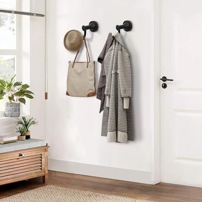 Black Bathroom Towel Hook, Matte Black Bathroom Robe Hook, Heavy Duty Double Towel Hooks Bath Modern Coat Clothes Hook Wall Mounted for Kitchen Washroom - color: Black