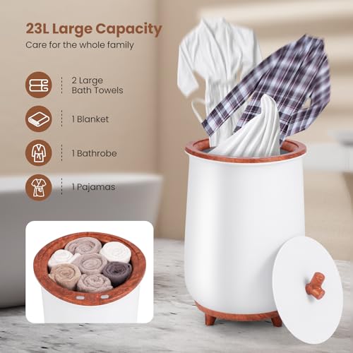 S AFSTAR 23L Towel Warmers for Bathroom - Large Luxury Towel Warmer Bucket with 3 Heat Modes, 4 Timer Settings, Fragrance Disc Holder, Auto Shut Off, Towel Heater for Blankets, Bathrobes (Coffee) - color: Coffee