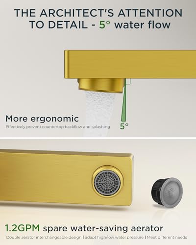 FORIOUS Gold Bathroom Faucet Centerset 4 Inch, Gold Vanity Faucet Remodel | CUPC Two Handle 4" Brushed Gold Centerset Bathroom Faucet 2 Hole with Accessories for Hospitality,Real Estate Procurement - color: Brushed Gold, style: Classic
