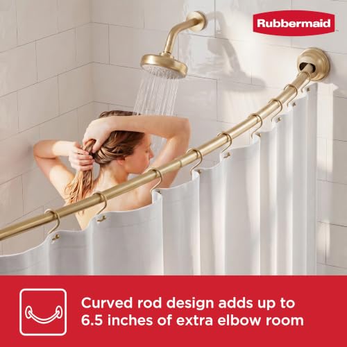 Rubbermaid Curved Shower Curtain Rod, No Drill, 50-72 Inches Adjustable Tension Shower Rod for Bathroom, Non-Slip, No Rust, Gold - color: Gold