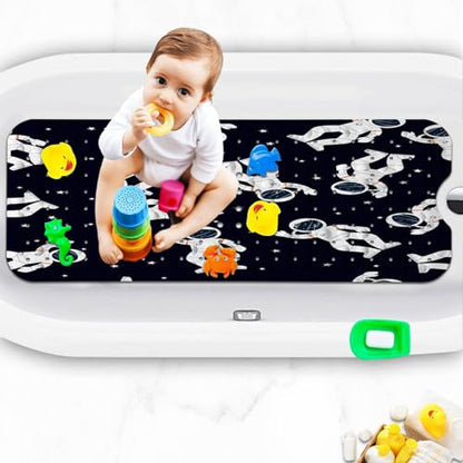 Bathtub Mats for Kids, Black Astronaut Bath Mat for Tub Non Slip, 40 X 16 Inch Large Washable Bathtub Mat Non Slip for Showers with Drain Holes and Suction Cups - color: Black Astronaut