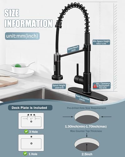 Oil Rubbed Bronze Single Handle Kitchen Faucet Set with Pull Down Sprayer and Soap Dispenser, 17-inch Tall - color: F-Oil Rubbed Bronze, style: Contemporary