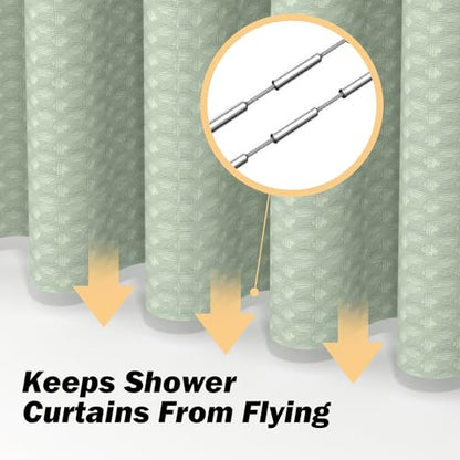 25 PCS Green Bathroom Accessories Set丨Shower Curtain Bathroom Accessory | All-in-One Kit with Shower Curtain,rug,Trash Can,Toothbrush Holder,Toilet BrushSoap Dispenser,Toothbrush Cup,etc for Home - color: Lightgreen