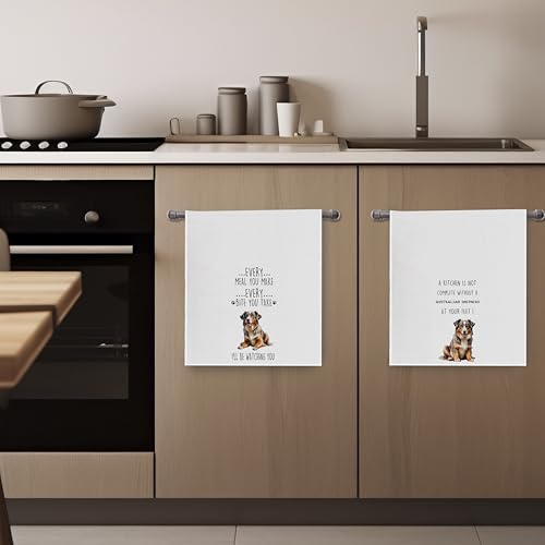 Gqtt Australian Shepherd Dish Towels Set - Funny Decorative Waffle Kitchen Towels, Hand Tea Towels, Gifts (1624 Inches, Set of 2) - color: Australian Shepherd