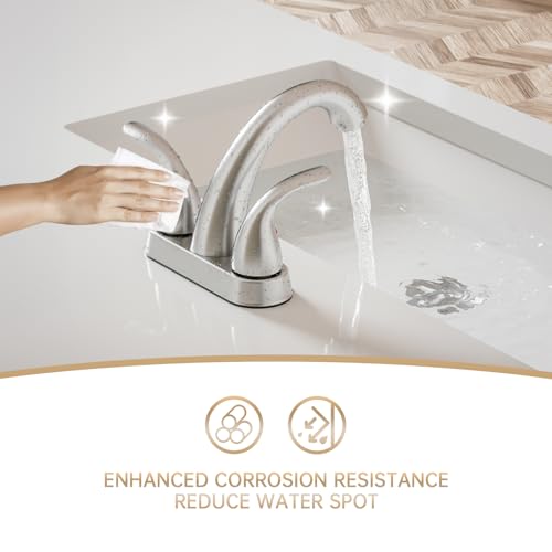Centerset 4 Inch Brushed Nickel 2 or 3 Holes Stainless Steel Bathroom Sink Faucet 2 Pack, 2 Handle Bathroom Faucet with Copper Pop Up Drain and Water Supply Lines, BF008-5-BN-2PACK - color: Brushed Nickel, style: 2 Pack