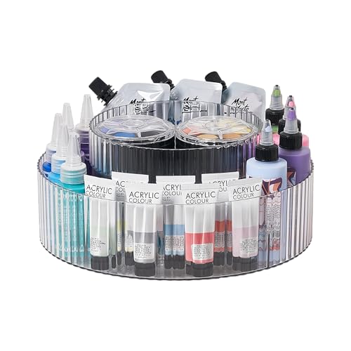 vacane Plastic Lazy Susan Organizer,2 Tier Rotating Storage Turntable for Cabinet Clear Spice Rack,Makeup Spinning Organizer,Countertop Organizer for Kitchen,Pantry,Bathroom,Office - size: 11 Inch | 2 Tier