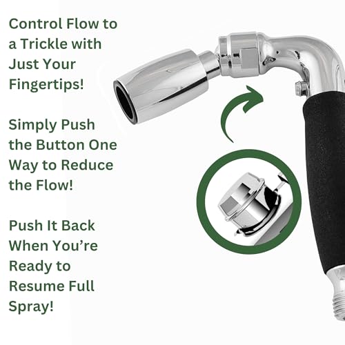 High Sierra® Solid Lead-Free Metal Handheld Shower Head, Built-in Trickle Valve, Patented single Nozzle Never Clogs. Shower Hose and Holder Not Included. Low Flow 1.8 GPM. Brushed Nickel Finish - color: Nickel, size: 1.8 GPM
