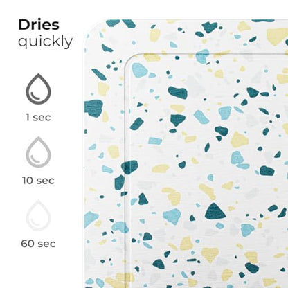Bath Mat Stone - Diatomaceous Earth Drying Mat - Water Absorbing Bath Mat - Shower Mat Stone (Terrazzo Blue) - color: Terrazzo Blue
