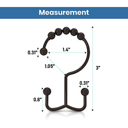 Utopia Bedding Double Glide Shower Curtain Hooks, 12 Pack, Bronze | Premium rust-resistant shower curtain rings provide reliable performance in bathrooms, guest rooms, and hotels - color: Bronze