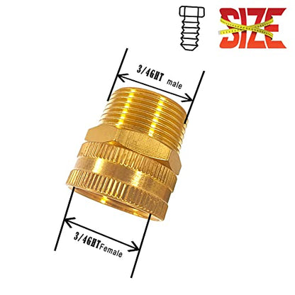 YOUHO Brass Garden Female Hose Fitting Connector, 3/4 GHT Female x 3/4 GHT Male, Garden Hose Connectors Garden Pipe Joint Extension Repair Fitting 2PCS - size: 3/4GHT(M) to 3/4 GHT(F)2pcs
