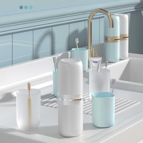 Toothbrush Travel Case Portable Travel Toothbrush Holder, Large Travel Toothbrush Cup for School, Camping, Business Trip, Bathroom, Cruise (Light Blue) - color: Light Blue