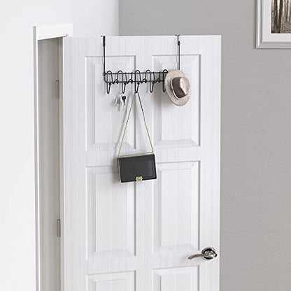 Deco Brothers Over The Door Hook Organizer with 11 Hooks, Black - color: Black