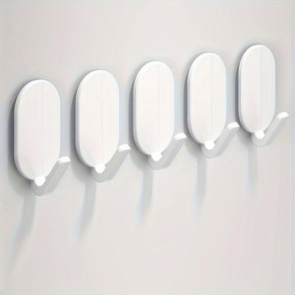 5Pcs Strong Adhesive Towel Hooks - No Drill Wall Door Mount, No Residue Hangers for Bathroom Toilet