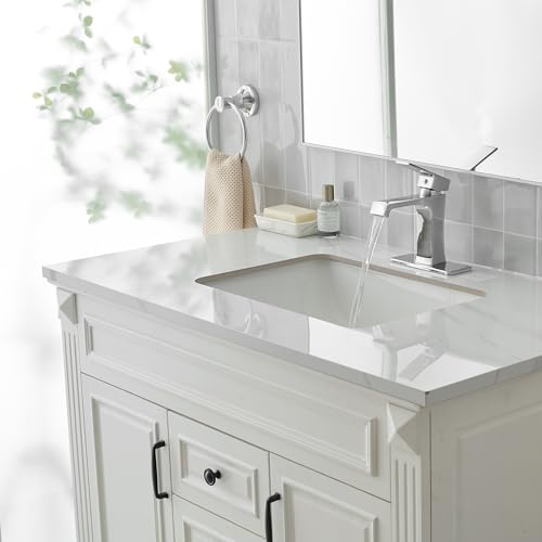 Waterfall Bathroom Faucet Chrome Bathroom Sink Faucet, Modern Single Hole Bathroom Faucet, Single Handle RV Sink Vanity Faucet—Includes Pop-Up Drain, Suitable for 1-Hole or 3-Hole - color: Chrome