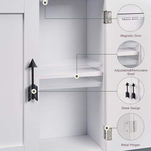 VECELO Bathroom Storage Cabinet, Freestanding Floor Organizer with Double Doors and Adjustable Shelf, Waterproof Wooden Cabinet for Bathroom, with Flip Drawer - size: With Flip Drawer