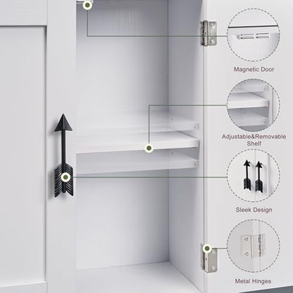 VECELO Bathroom Storage Cabinet, Freestanding Floor Organizer with Double Doors and Adjustable Shelf, Waterproof Wooden Cabinet for Bathroom, with Flip Drawer - size: With Flip Drawer