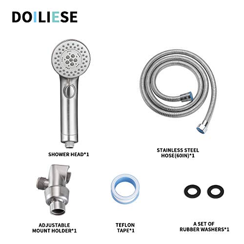 Shower Head, High Pressure 6 Setting Shower Head Hand-Held with ON/OFF Switch and Spa Spray Mode - Shower Heads with Handheld Spray High Pressure - Brushed Nickel - color: Brushed Nickel, style: Modern