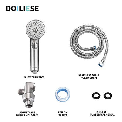 Shower Head, High Pressure 6 Setting Shower Head Hand-Held with ON/OFF Switch and Spa Spray Mode - Shower Heads with Handheld Spray High Pressure - Brushed Nickel - color: Brushed Nickel, style: Modern