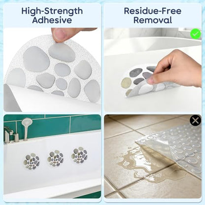 Cabilock 8Pcs Anti-Slip Bathtub Stickers 5.9X5.9 Inch Self-Adhesive Non Slip Stickers for Bathroom Tub Safety Decals Stone Pattern Shower Treads