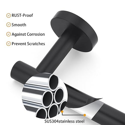 Matte Black SUS304 Stainless Steel Bath Towel Bar Single Bars Towel Rack Rod Classic Wall Mounted Bathroom Towel Holder Toilet Kitchen Towel Shelf Single Layer, 18 inches. - color: Matte Black, size: 18inch