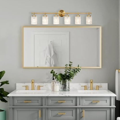 ALICE HOUSE Modern 6-Light Bathroom Vanity Light, 41” Brushed Brass Finish Wall Lighting Fixture Over Mirror for Bathroom, Powder Room, Makeup AL5095-W6 - size: 6 Light