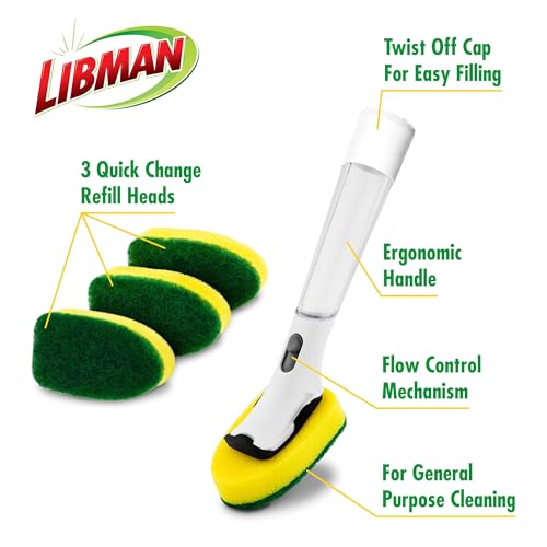 Libman Dishmatic I-Stand Dish Wand Kit, Scrub Brush, 3 Sponge Refills - style: Dish Wand Kit