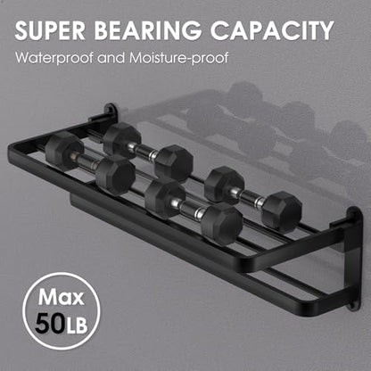 BOZWELL Bathroom Lavatory Towel Rack with Two Towel Bars,16-Inch（40cm） Towel Holder with Shelf BZ305-A (Matte Black) - color: Matte Black, size: 16 inch (40 cm)